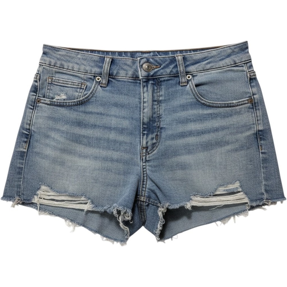 American Eagle Denim Shorts Womens Sz 8‎ High Rise Shortie Lace eyelet festival